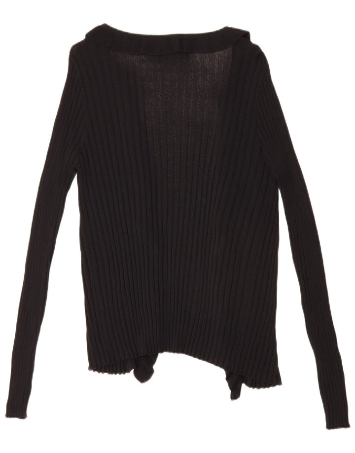 Zara Suéter Cardigan Aberto Feminino Reino Unido 16 Grande Preto