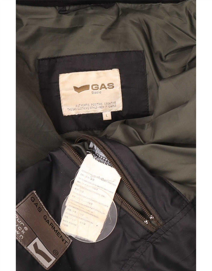 Jaqueta acolchoada com capuz masculina Gas UK 40 grande poliamida azul marinho