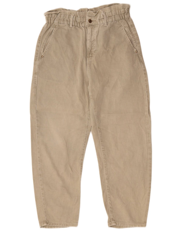 Zara Calça jeans feminina cintura alta cônica EU 38 pequena W28 L25 bege