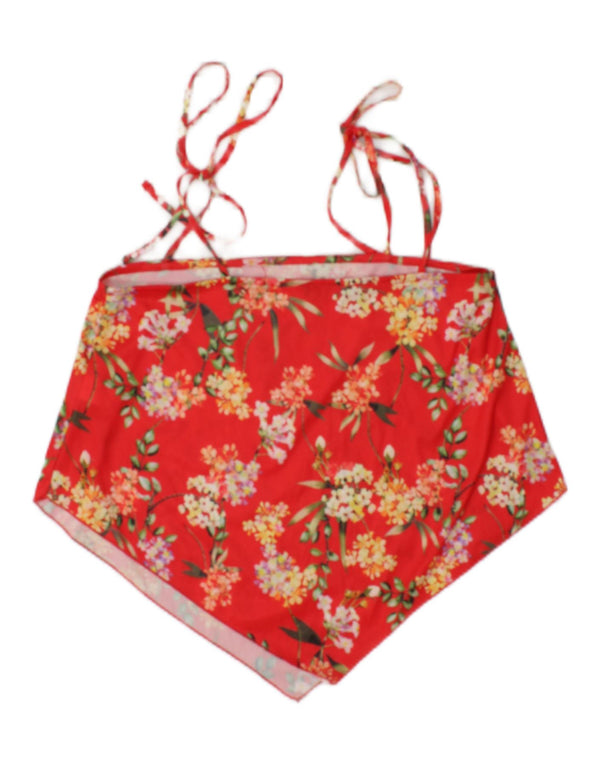 Zara Womens Crop Assimétrico Cami Top UK 10 Pequeno Poliéster Floral Vermelho