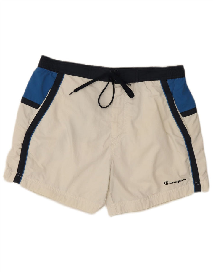 Shorts de natação masculino Champion grande bloco colorido branco