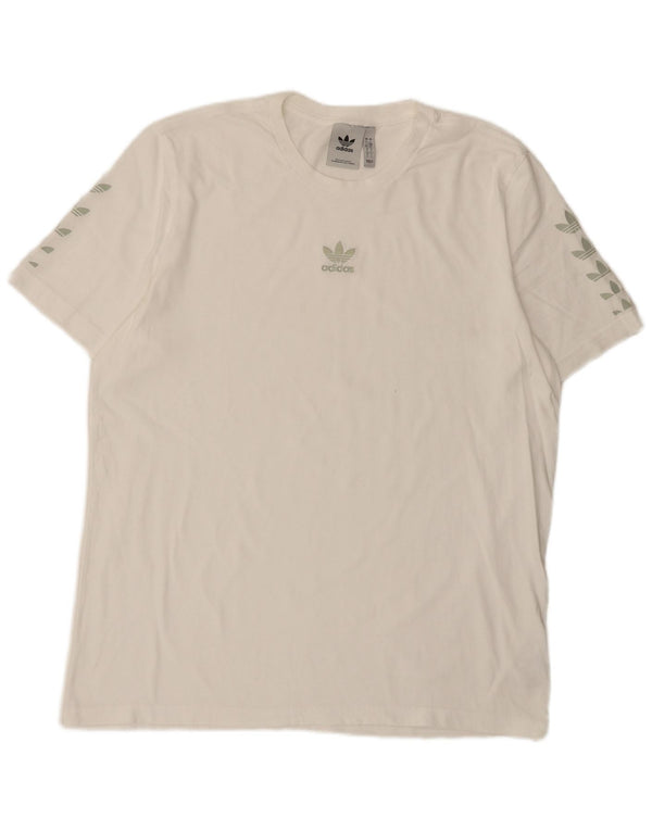 Adidas Mens Graphic T-Shirt Top Grande Algodão Branco