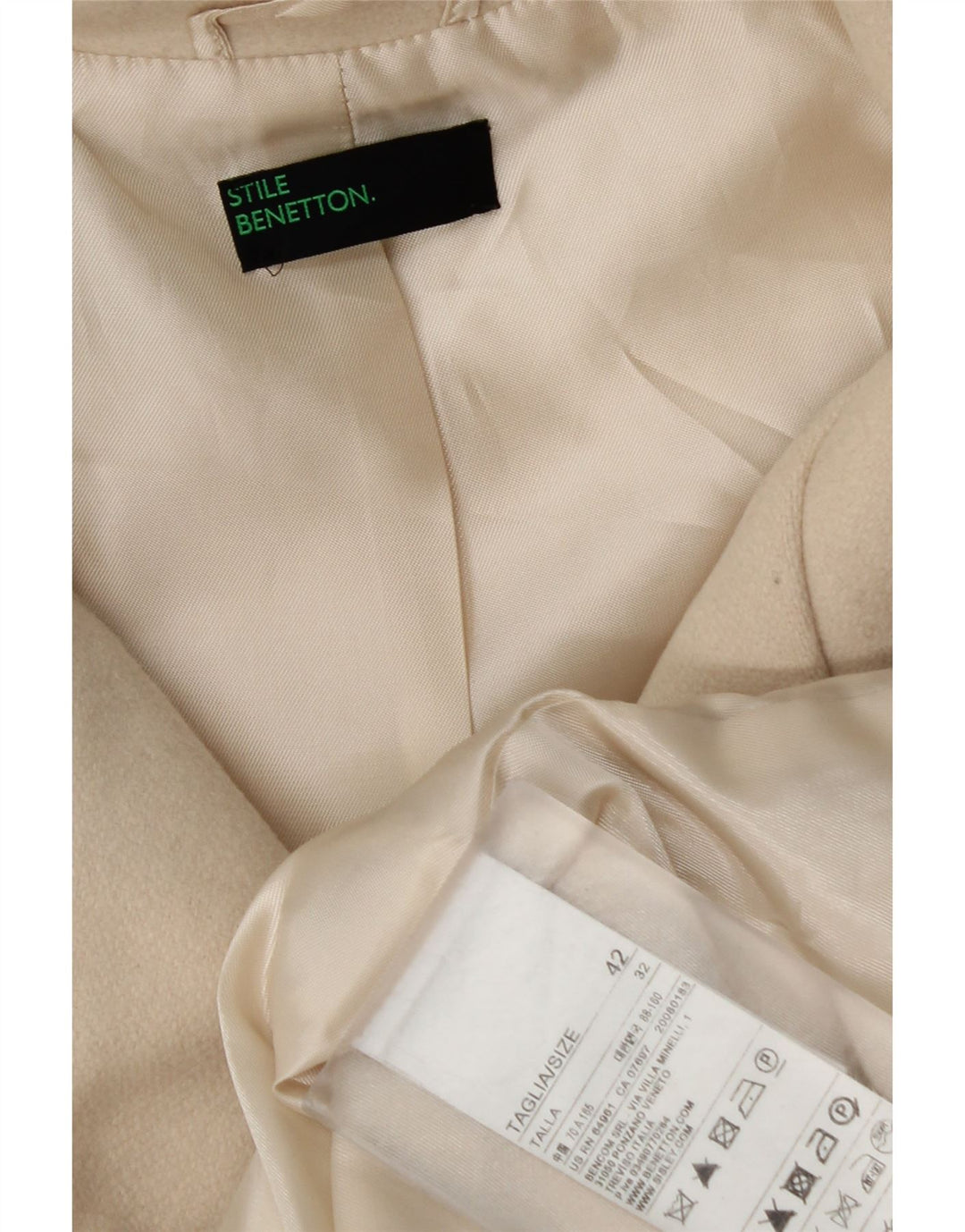 Sobretudo feminino Benetton IT 42 lã branca média
