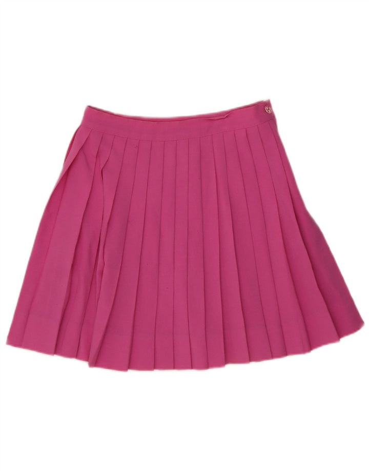 Saia feminina mini faca plissada Stefanel IT 42 médio W25 lã rosa