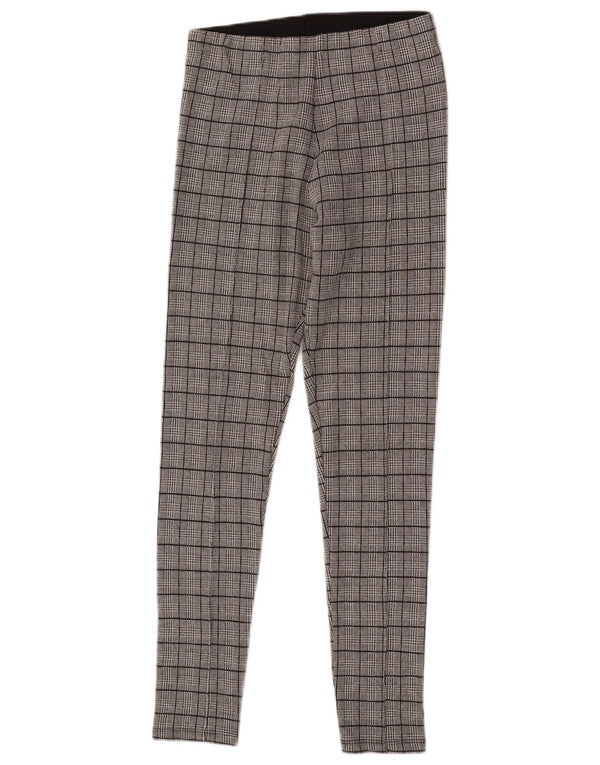 Zara Leggings feminino médio xadrez cinza
