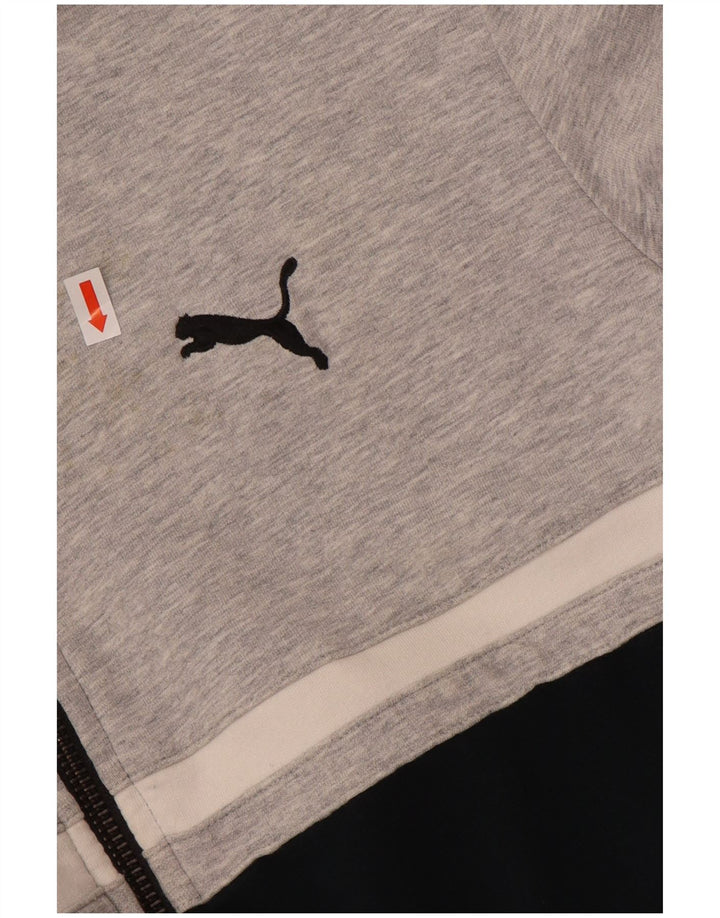 PUMA Mens Tracksuit Top Jacket Pequeno Cinza Colorblock Algodão