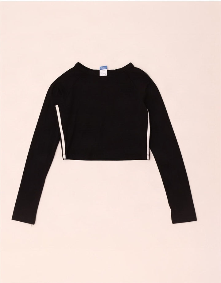 Adidas Womens Crop Graphic Top Manga Longa Reino Unido 12 Médio Algodão Preto