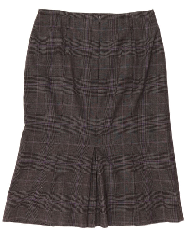 Saia sereia feminina Hobbs Reino Unido 14 grande W33 lã xadrez cinza