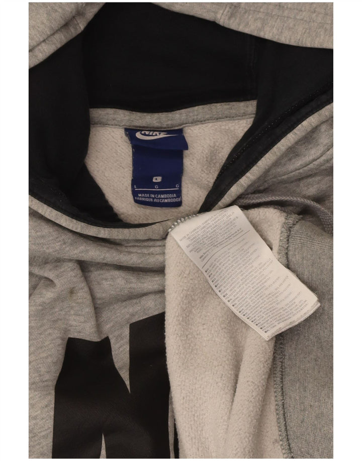 NIKE Mens Graphic Hoodie Jumper Grande Algodão Cinza
