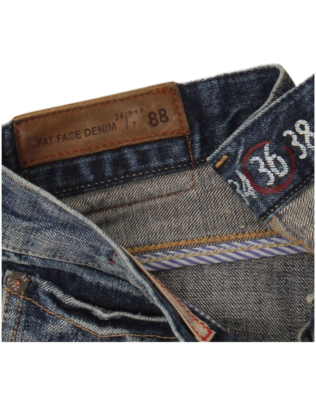 Fat Face Masculino Bootcut Jeans W36 L32 Azul Marinho Algodão