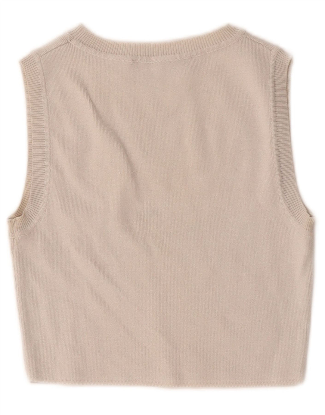 Zara Womens Crop Vest Top UK 12 Médio Off White