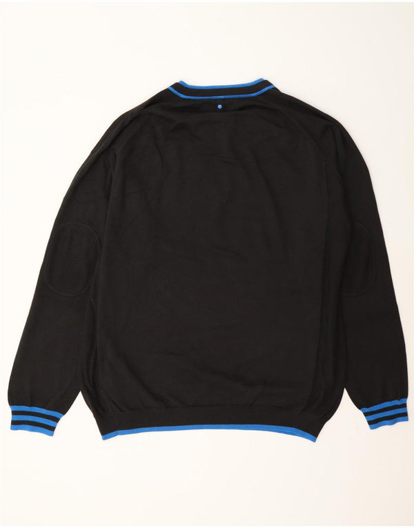 Adidas Mens Suéter Jumper com Gola V XL Preto Listrado Algodão