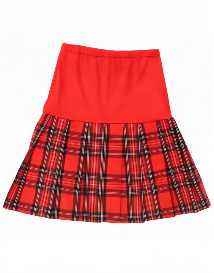 Saia plissada feminina vintage grande W32 xadrez vermelha