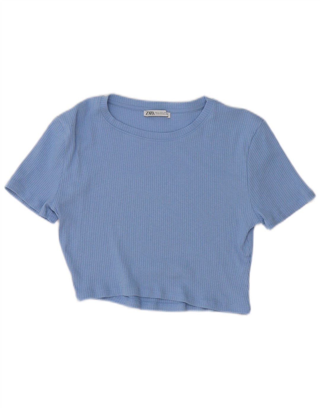 ZARA Camiseta Feminina Crop Top UK 14 Grande Azul