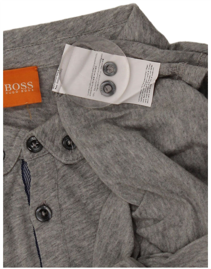 Camisa polo masculina Hugo Boss grande algodão cinza