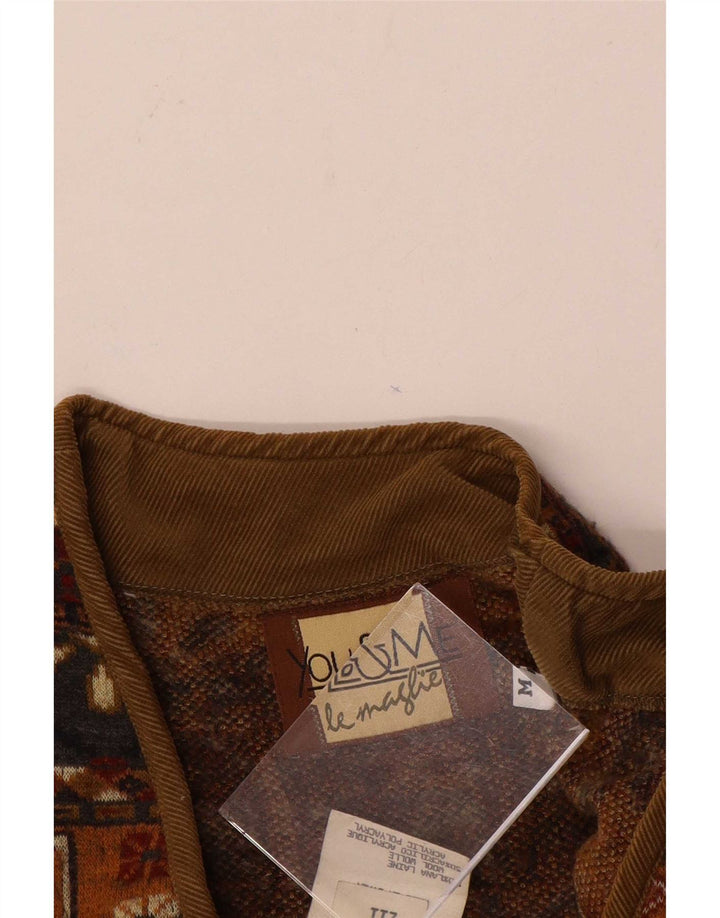 Colete masculino vintage UK 38 lã Fair Isle marrom médio