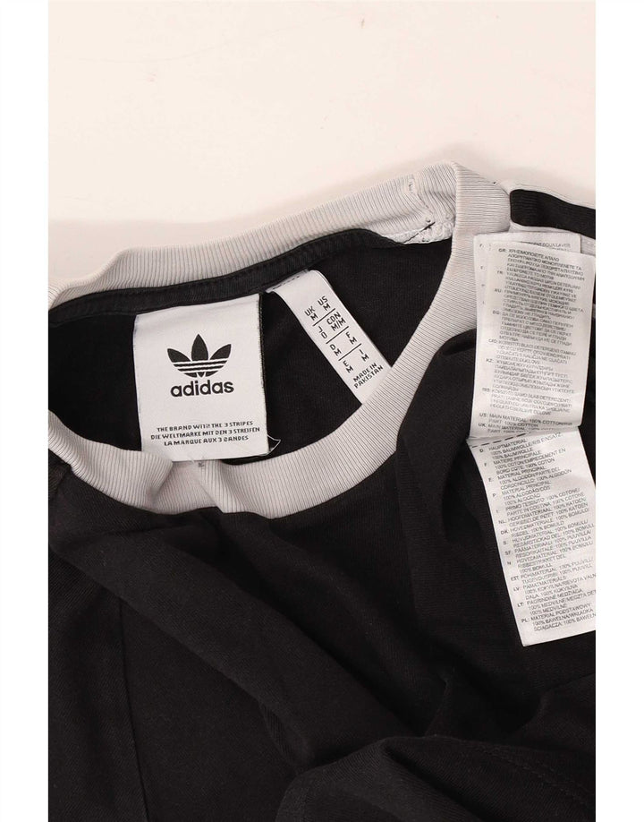 Adidas Mens Camiseta Top Médio Algodão Preto