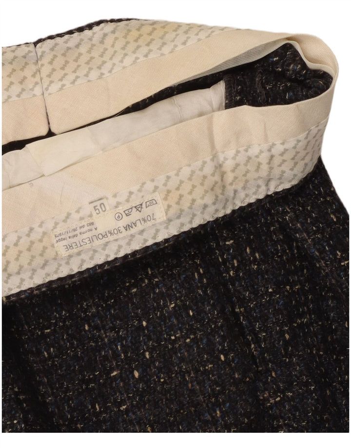 Calça de terno masculina vintage IT 50 grande W32 L31 lã manchada cinza