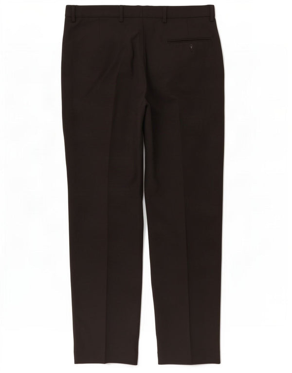Calça de terno regular masculina Marks & Spencer W36 L33 poliéster preto