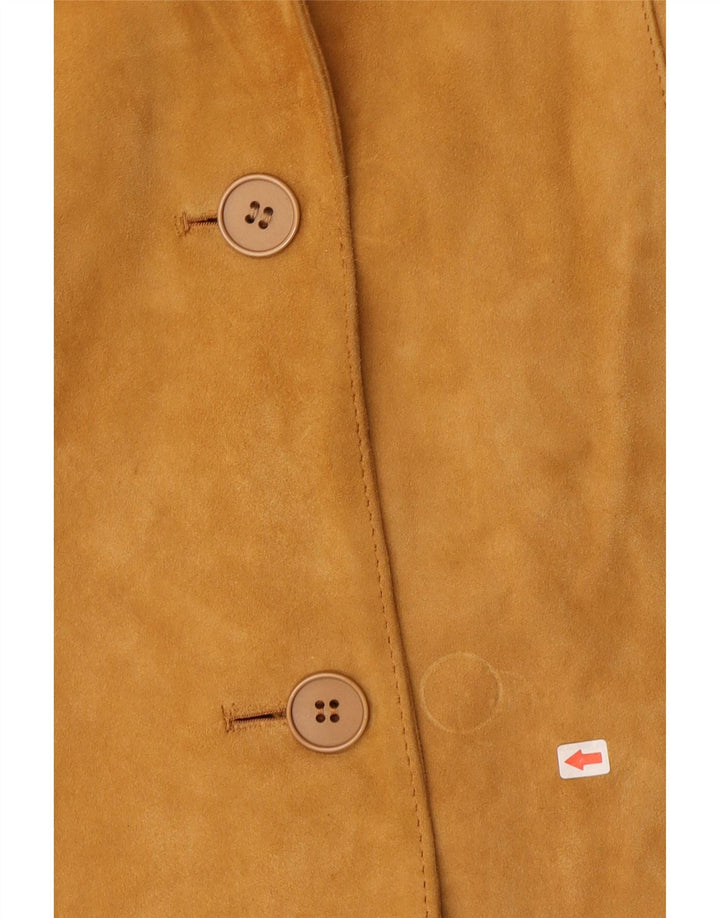 Monpel Jaqueta blazer feminina de camurça com 2 botões IT 48 XL couro bege
