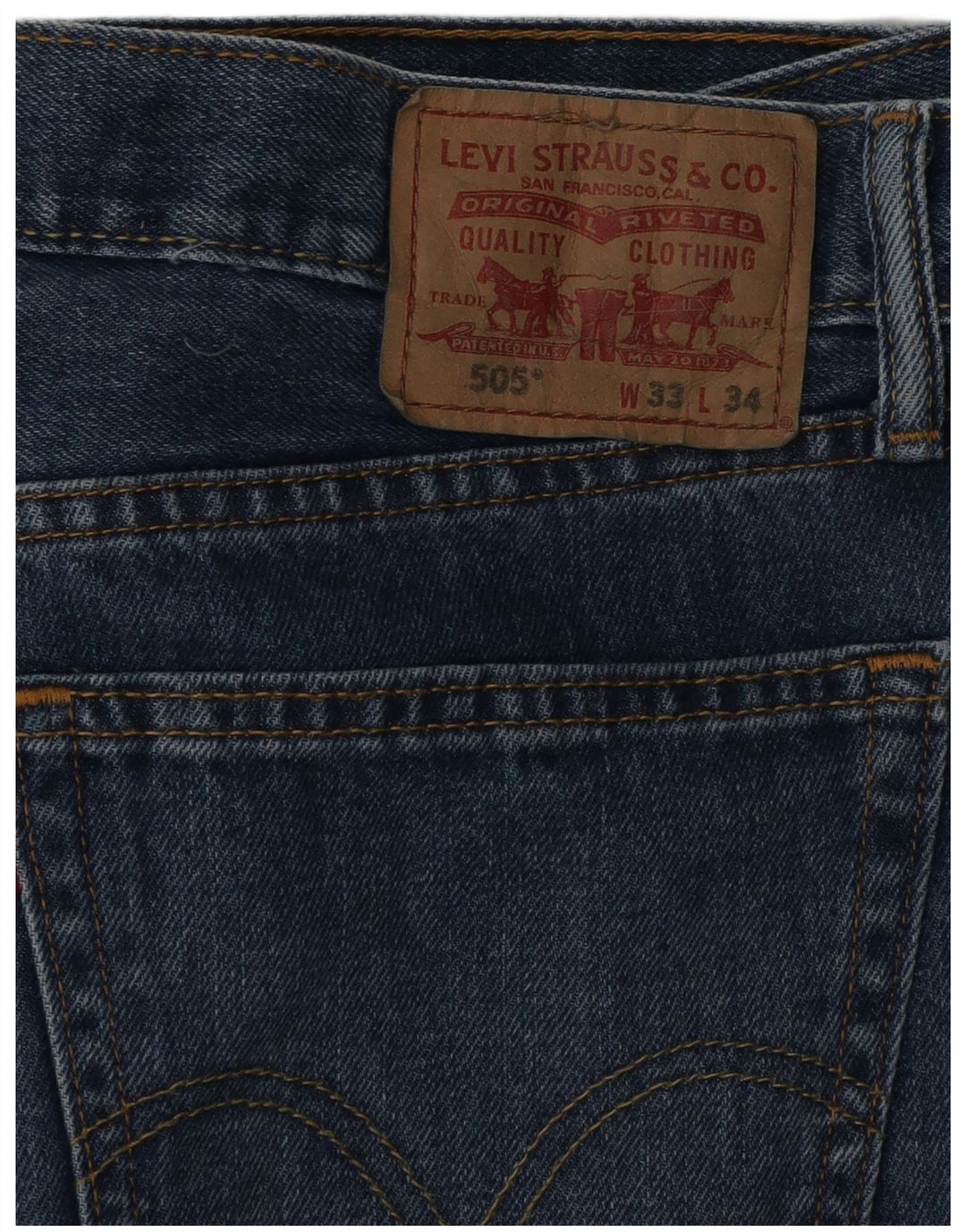 LEVI'S Masculino 505 Straight Jeans W33 L34 Azul Algodão