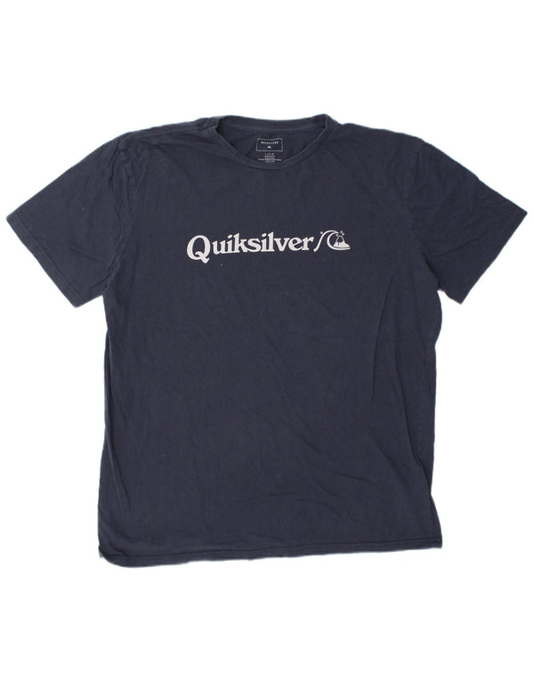 Camiseta masculina Quiksilver Regular Fit com estampa gráfica grande de algodão azul marinho