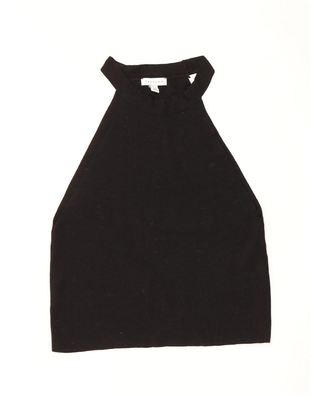 Topshop Feminino Halter Crop Top UK 14 Grande Viscose Preta