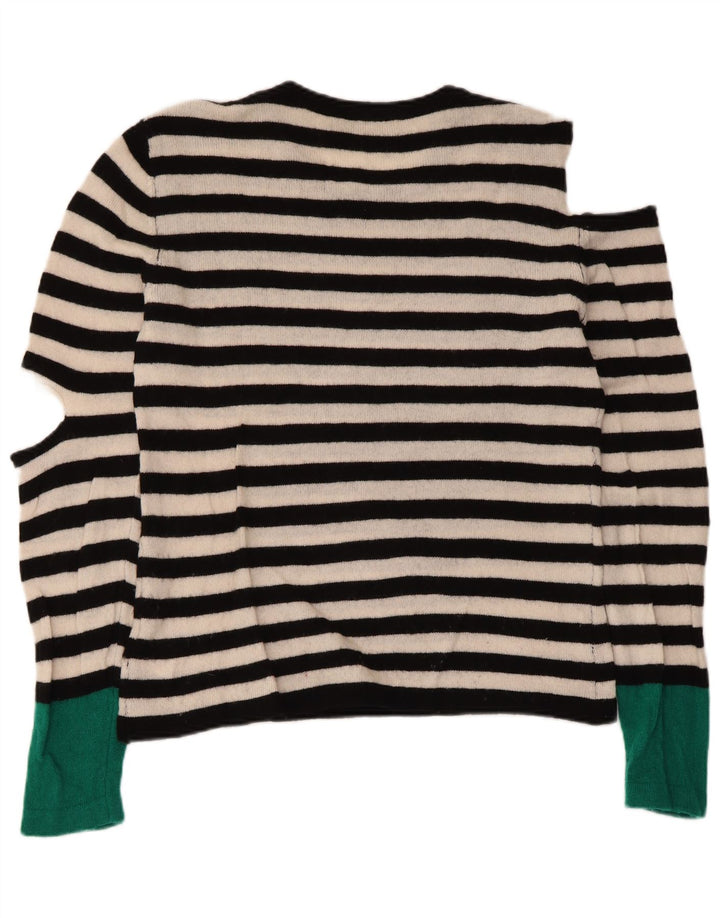 Suéter feminino Max Mara com gola barco para fim de semana Reino Unido 14 listrado preto médio