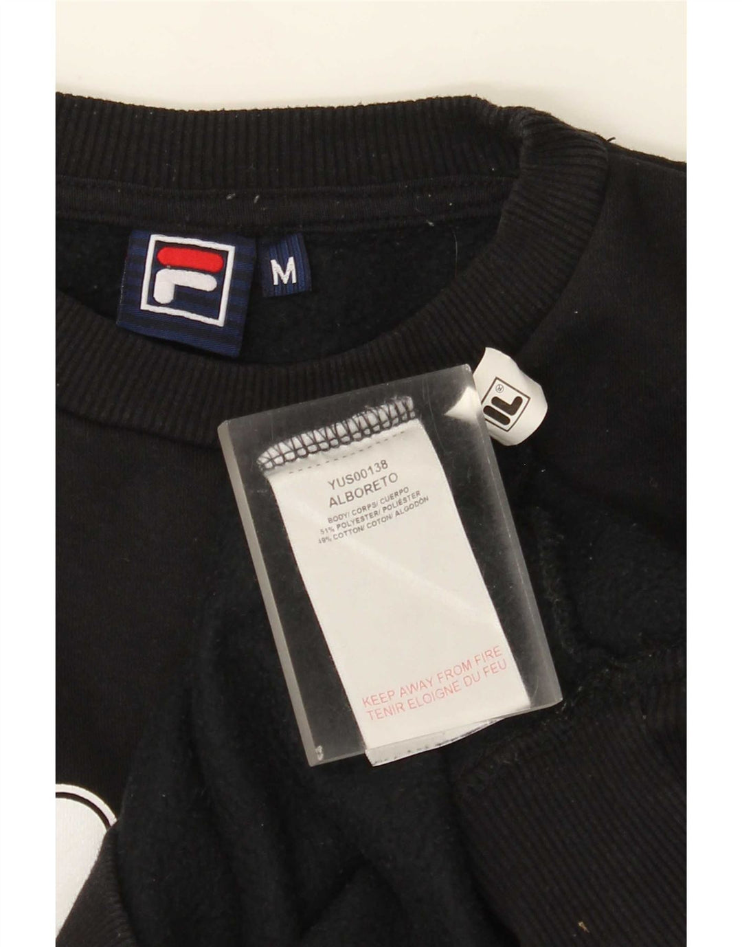 Fila Mens Graphic Moletom Jumper Médio Preto Poliéster