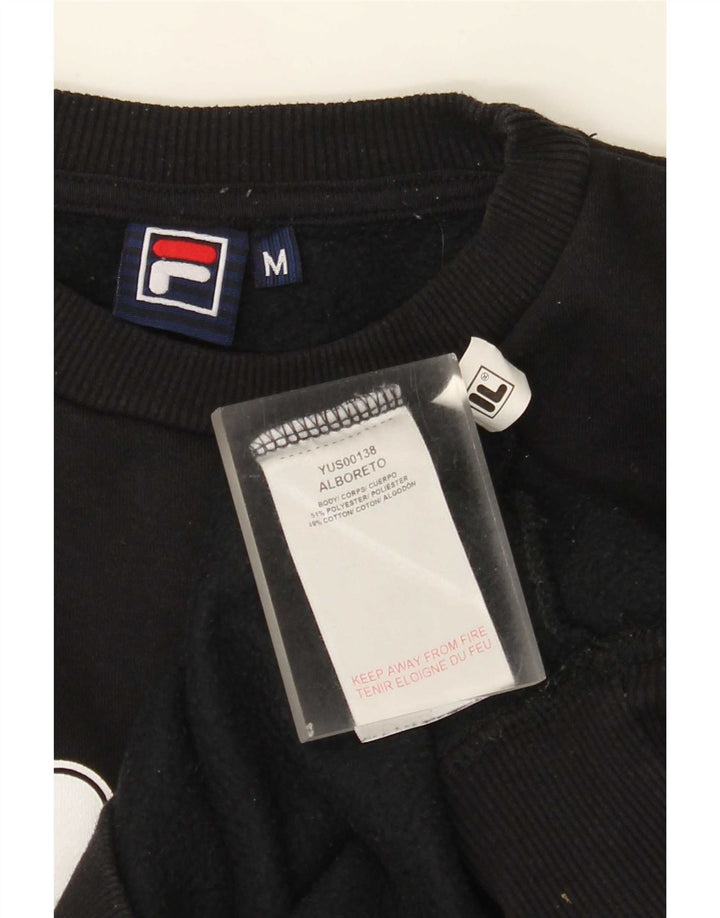 Fila Mens Graphic Moletom Jumper Médio Preto Poliéster