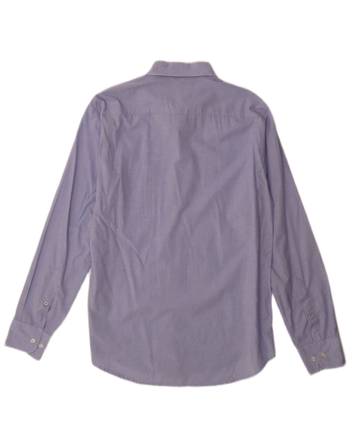 BONOBOS Camisa masculina longa e justa de algodão azul médio