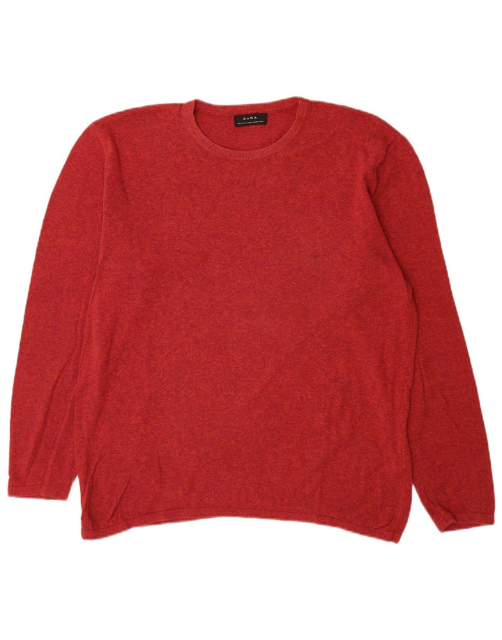 Zara Suéter masculino com gola redonda XL algodão vermelho