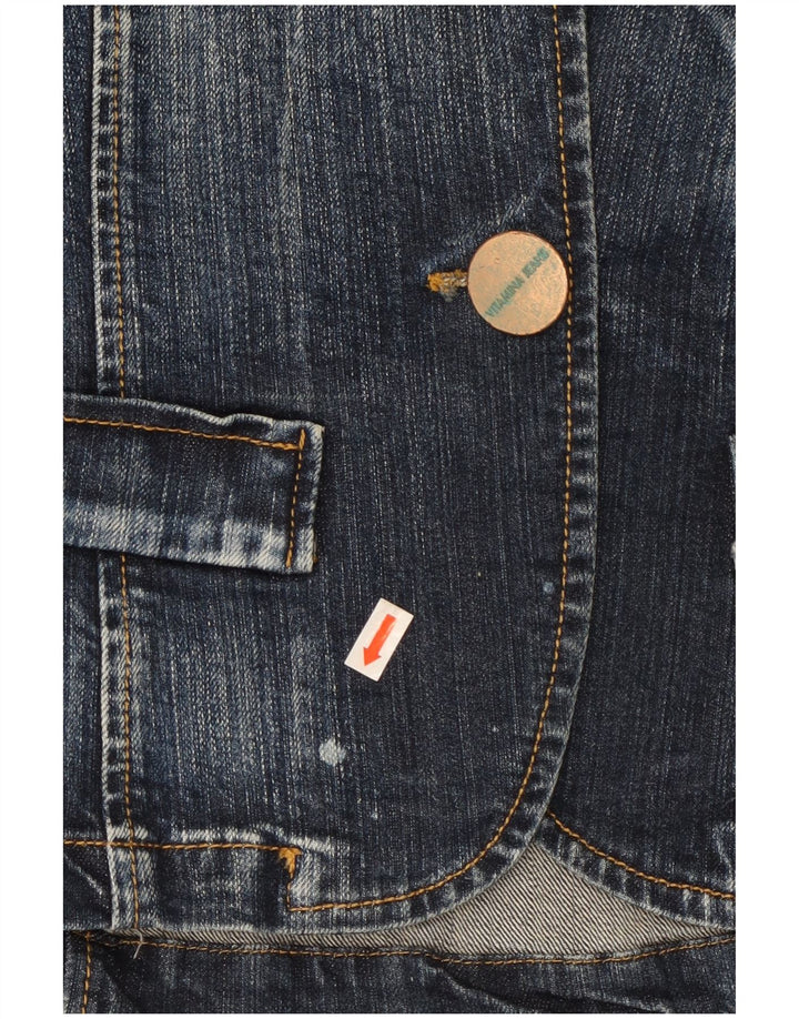 Jaqueta blazer jeans feminina Vitamina com 1 botão Reino Unido 14 algodão azul médio