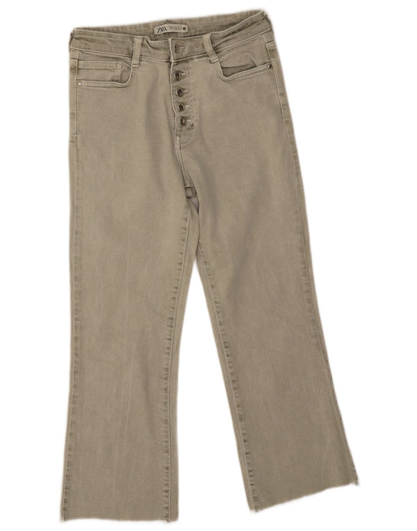 Calça jeans reta feminina Zara EU 38 pequena W28 L25 algodão verde
