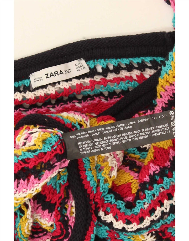 Zara Suéter feminino com gola canoa e listrado médio multicolorido Reino Unido 14