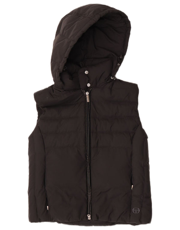 Sergio Tacchini Colete acolchoado feminino com capuz IT 44 médio preto