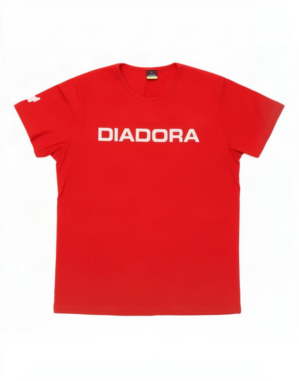 Camiseta feminina gráfica Diadora UK 18 XL algodão vermelho