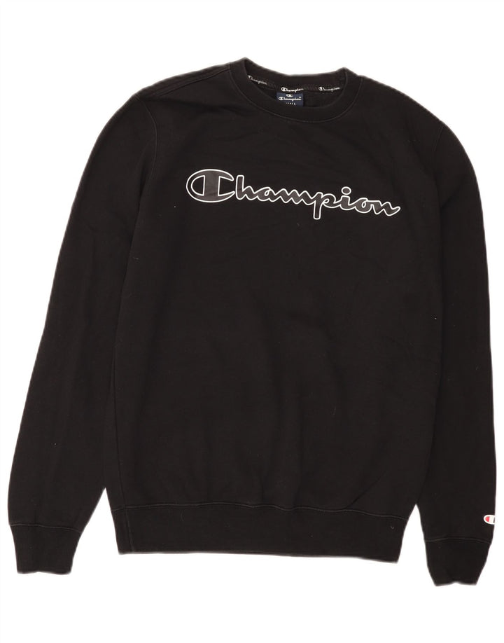 Champion moletom gráfico masculino jumper pequeno algodão preto