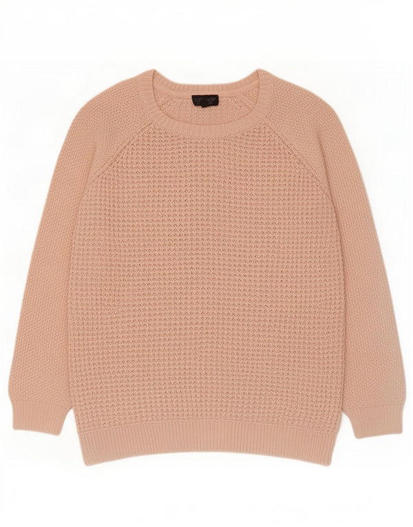 Suéter feminino Topshop com gola canoa Reino Unido 12 algodão rosa médio