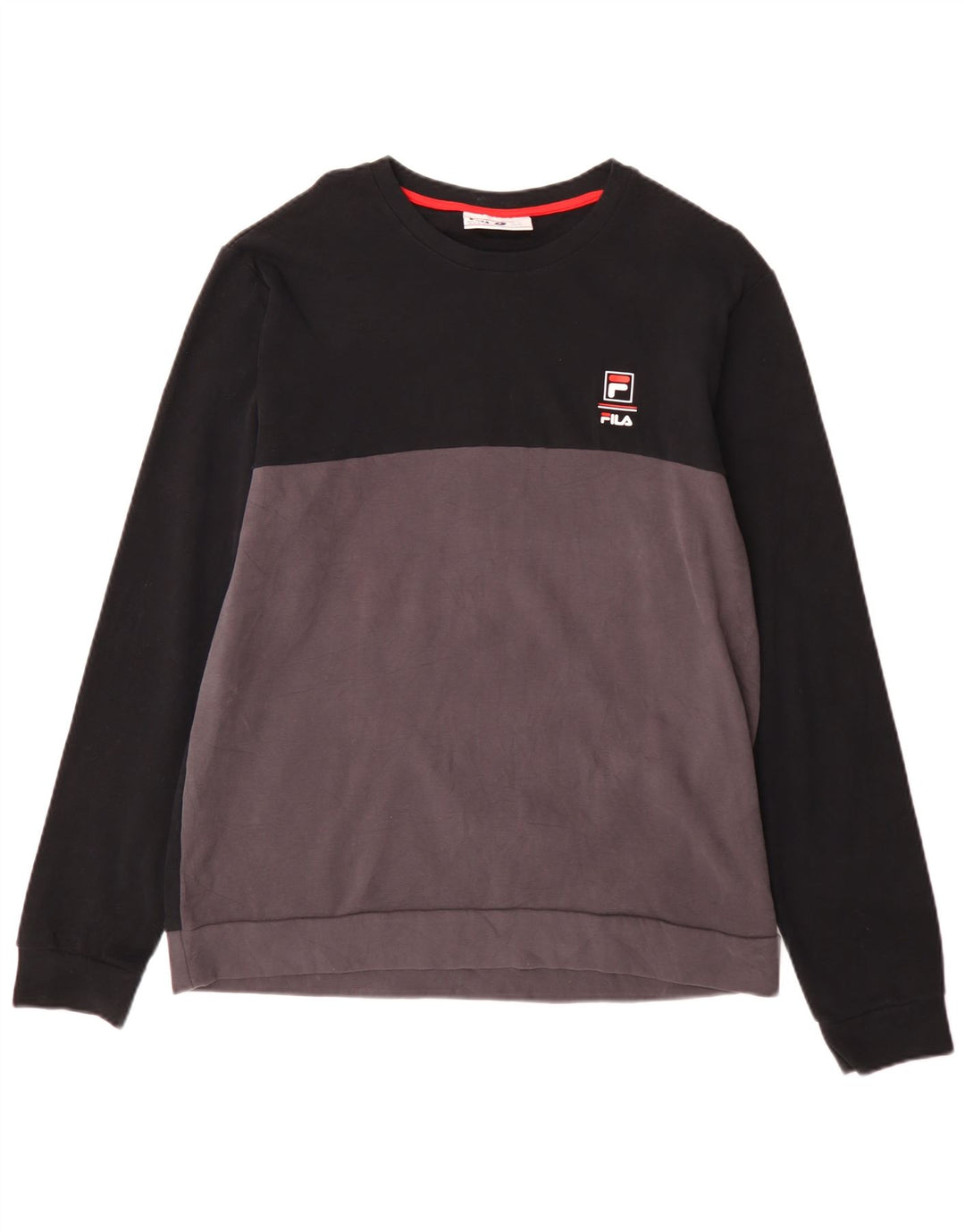Fila moletom masculino jumper grande algodão colorblock preto