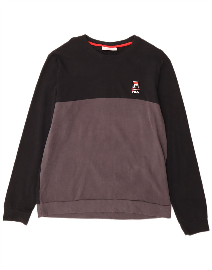 Fila moletom masculino jumper grande algodão colorblock preto