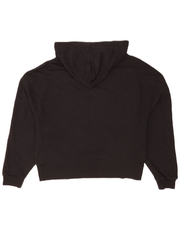 Suéter feminino Dkny com capuz grande e gráfico UK 10 pequeno algodão preto
