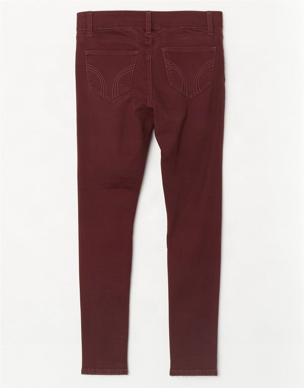 Calça jeans skinny feminina Hollister EUA 0 XS W24 L26 algodão borgonha