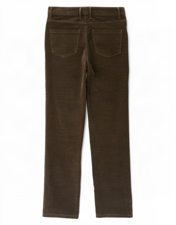 Calça feminina de veludo cotelê Marks & Spencer UK 10 pequena W28 L28 cáqui