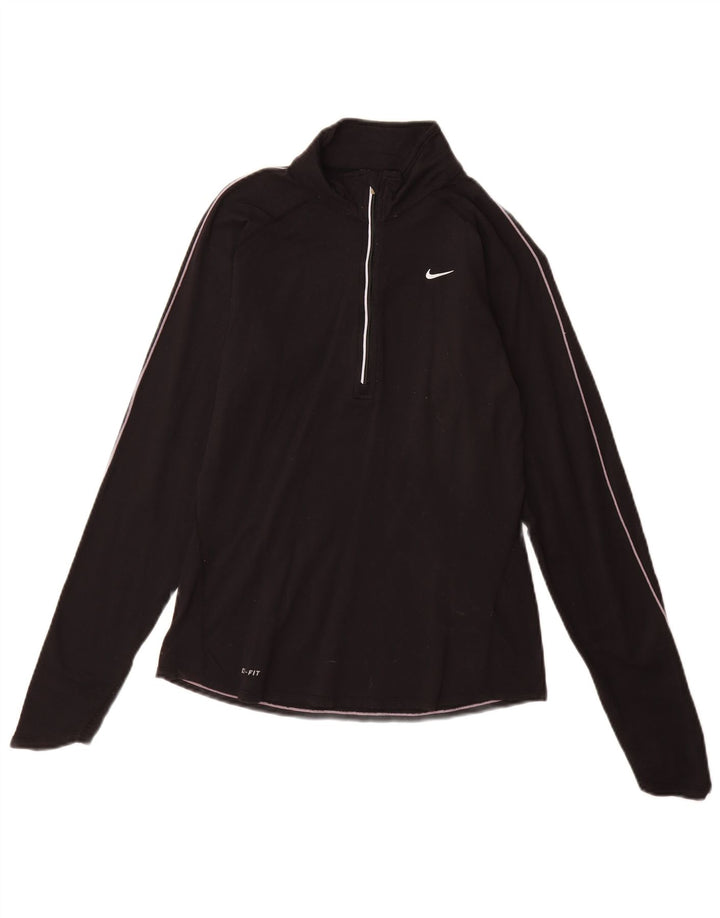 Nike Womens Dri Fit Pullover Treino Top Reino Unido 8/10 Pequeno Preto Nylon