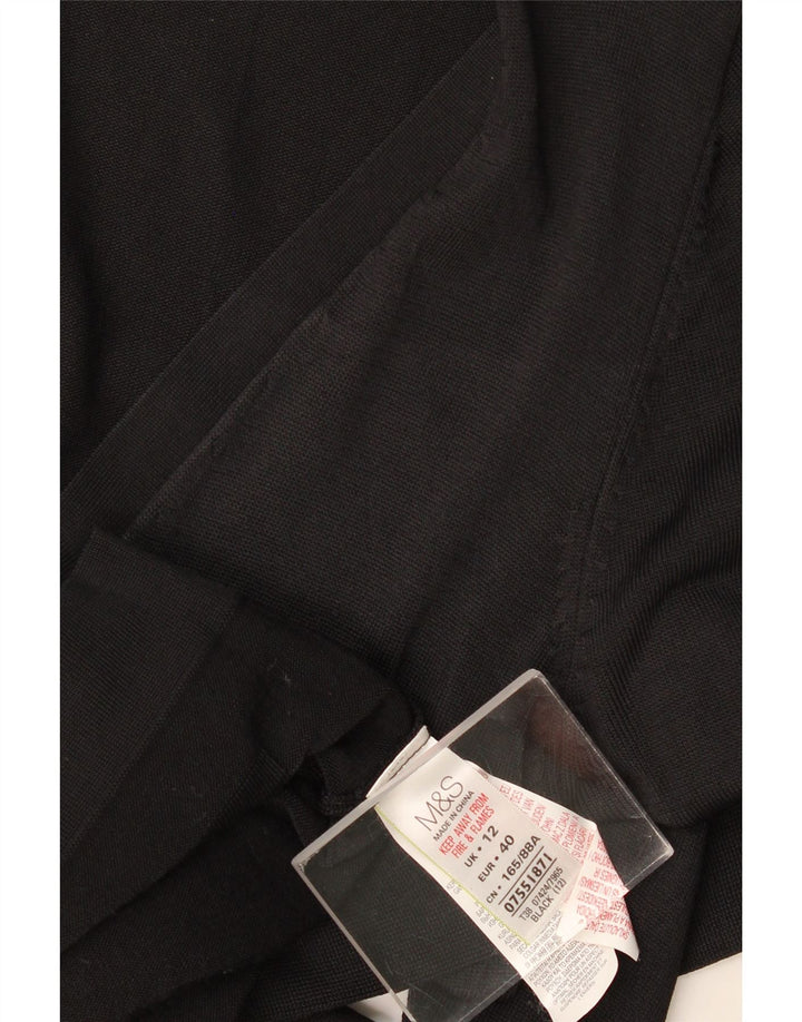 Suéter cardigã feminino com zíper completo da Marks & Spencer Reino Unido 12 viscose preta média