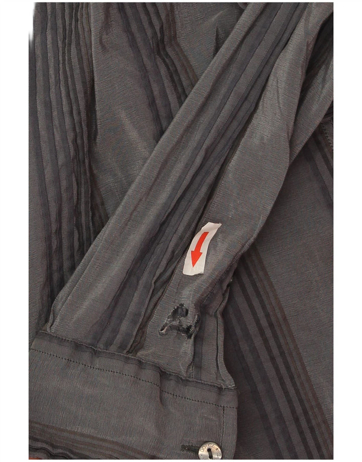 Dolce & Gabbana Camisa masculina tamanho 16 41 grande cinza listrado