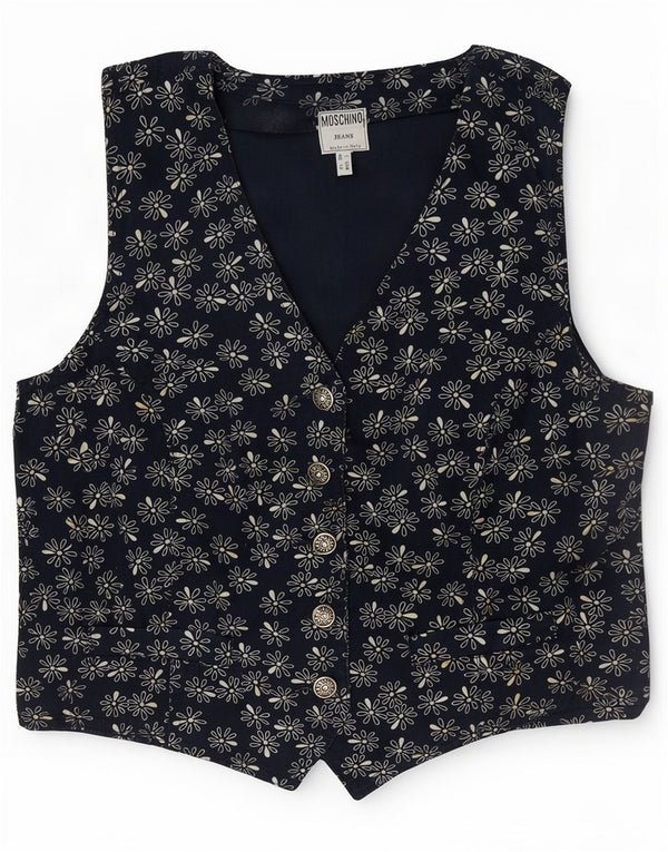 Colete regular feminino Moschino Reino Unido 16 grande azul floral