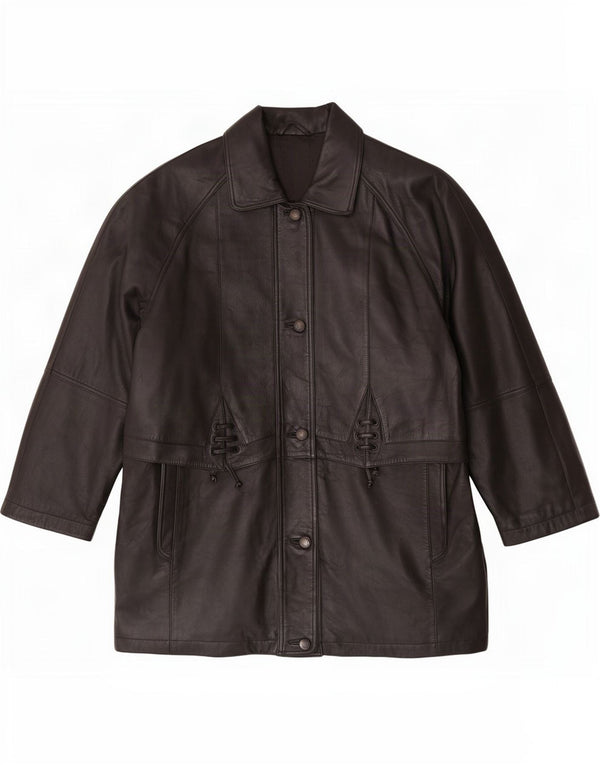 Casaco de couro feminino C&A UK 16 grande preto