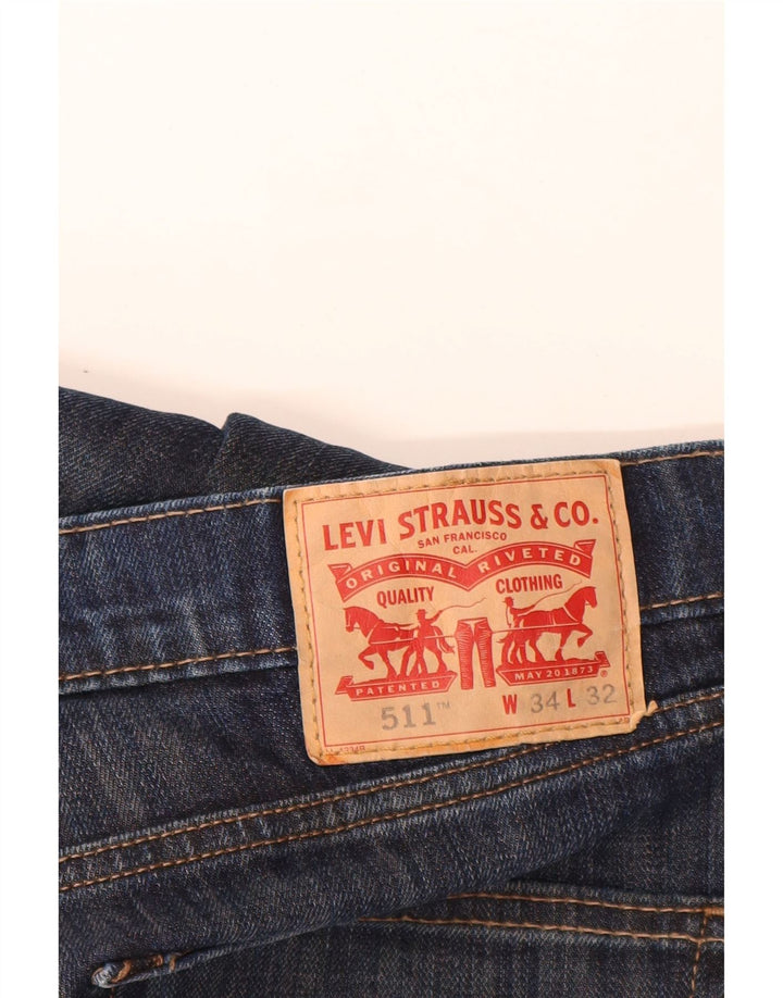 Levi's Masculino 511 Slim Jeans W34 L32 Azul Marinho Algodão